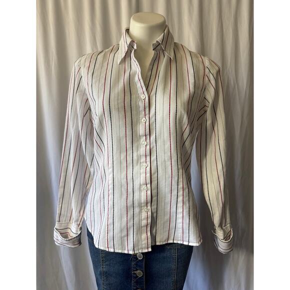 Marks & Spencer Striped Button-Up Blouse - Size UK 14 (US 10) - Picture 3 of 11